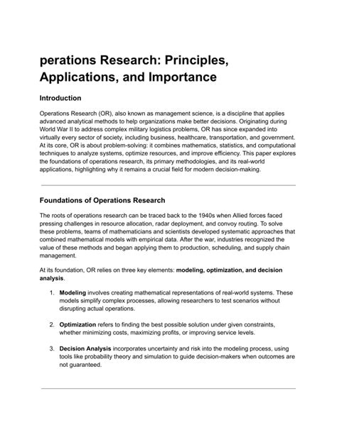 Core Principles and Techniques of Operations Research - wintechmobiles.com