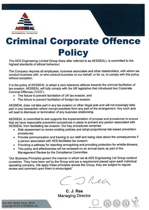 CORPORATE CRIMINAL OFFENCE (CCO) POLICY - Civica