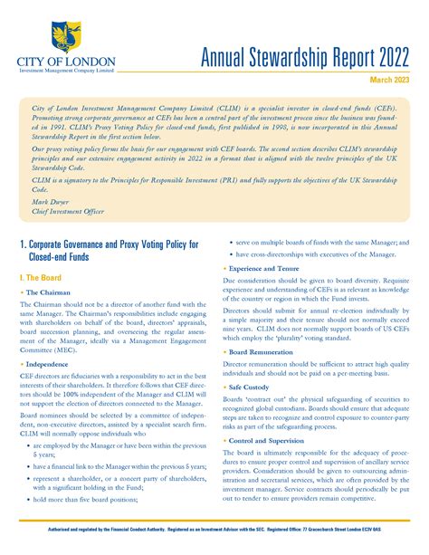 CORPORATE STEWARDSHIP REPORT . 