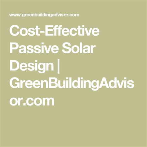 Cost-Effective Passive Solar Design - wintechmobiles.com