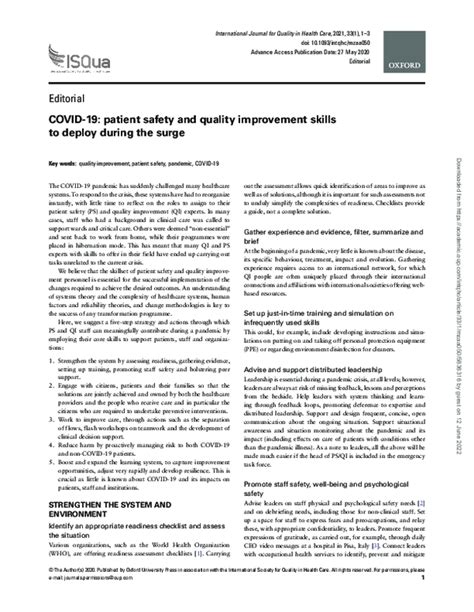 COVID-19: patient safety and quality improvement skills to …