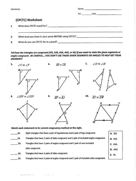 CPCTC Notes and Worksheet PDF Worksheets Library