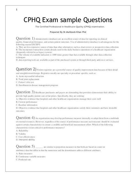 CPHQ Exam Fragen