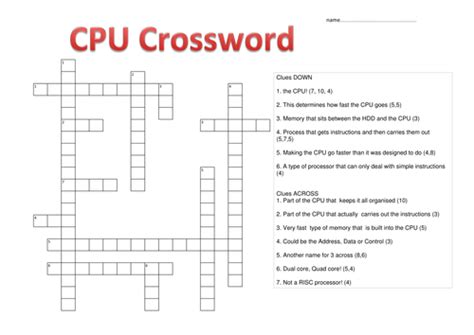 CPU Crossword Teaching Resources
