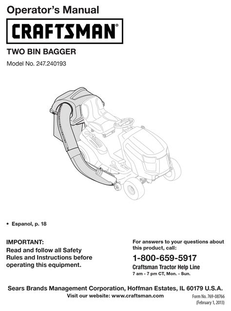 CRAFTSMAN 247.240193 OPERATOR