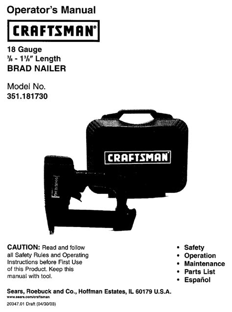 CRAFTSMAN 351.181730 OPERATOR