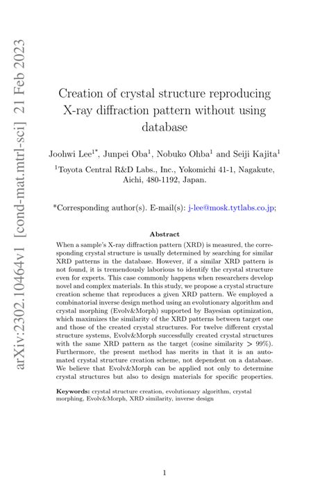 Creation of crystal structure reproducing X-ray diffraction pattern ... - wintechmobiles.com