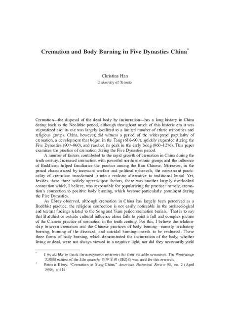Cremation and Body Burning in Five Dynasties China - wintechmobiles.com