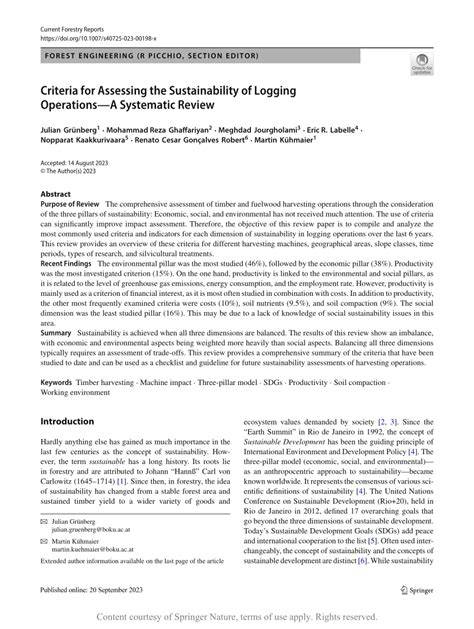 Criteria for Assessing the Sustainability of Logging ... - Springer - raincitystudios.com