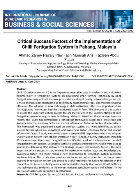 Critical Success Factors of the Implementation of Chilli Fertigation ... - raincitystudios.com