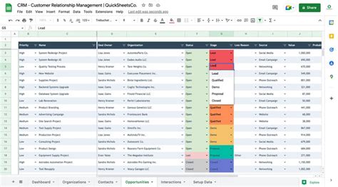 CRM Google Sheets Template Customer Management Tool