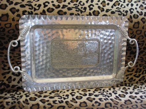 CROMWELL HAND WROUGHT Aluminumware, tray w/handle,