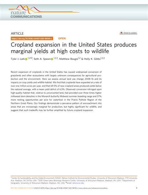 Cropland expansion in the United States produces marginal yields at ... - raincitystudios.com