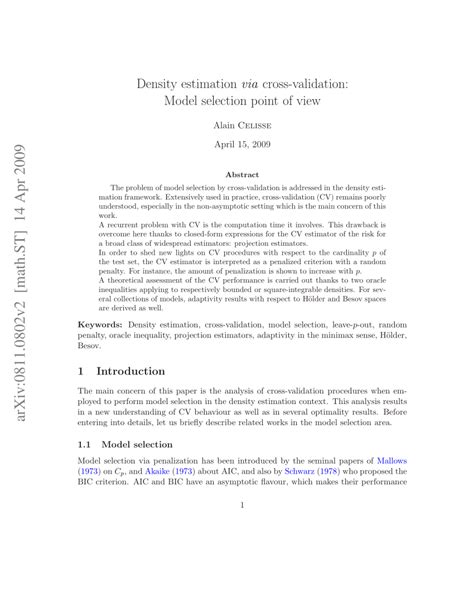 Cross-validation for comparing multiple density estimation procedures ... - coolestguyplanet.net