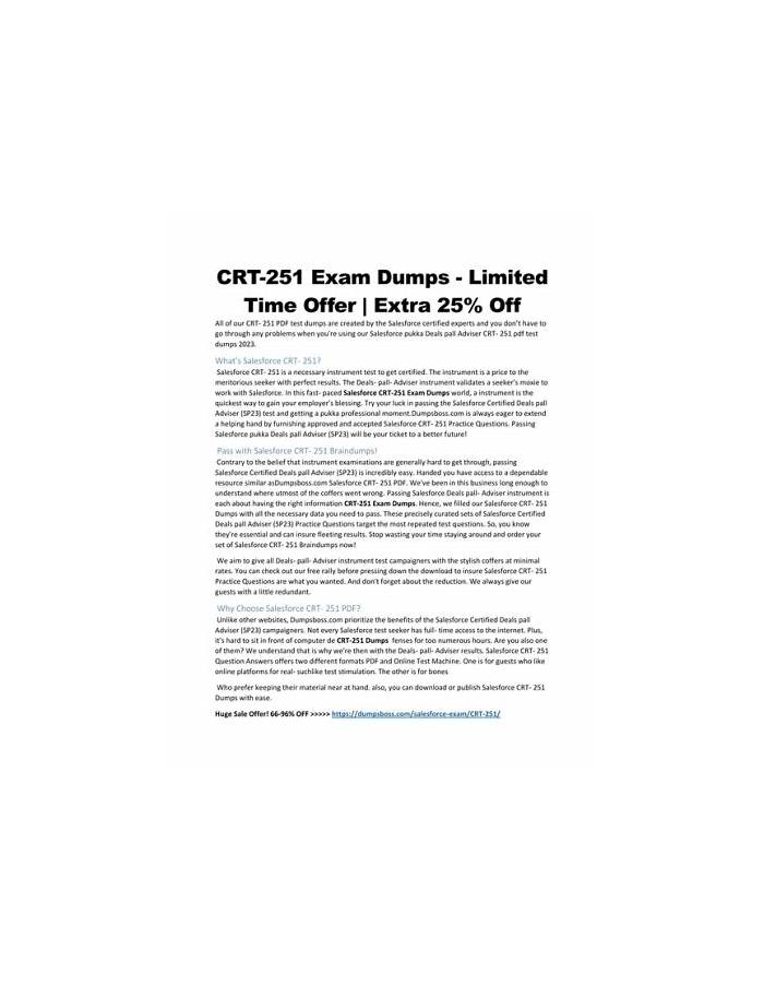 CRT-251 Latest Test Labs