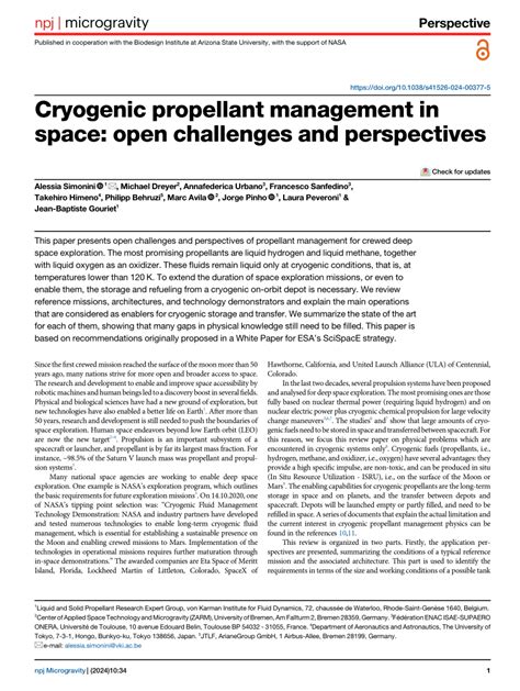 Cryogenic propellant management in space: open challenges and ... - wintechmobiles.com