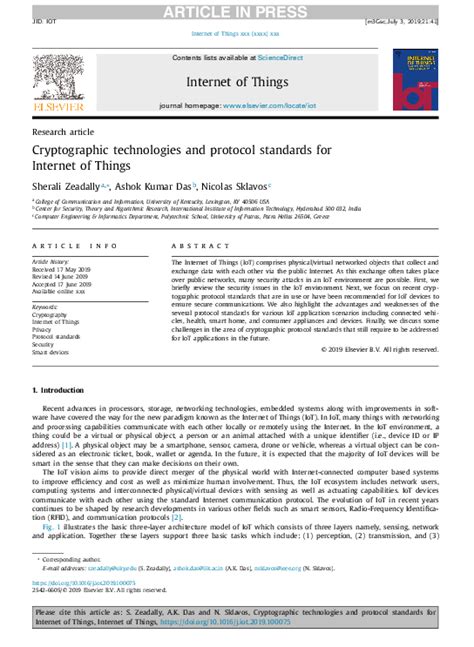 Cryptographic technologies and protocol standards for Internet of Things - coolestguyplanet.net