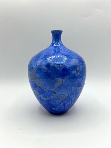 Crystalline Glaze Studio Pottery Vase Vintage Blue Ceramic ... - Etsy - muktibox.com