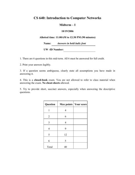 CS 640, Fall 2024: Introduction to Computer Networks