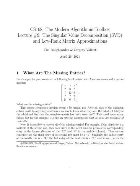 CS168: The Modern Algorithmic Toolbox Lecture #9: The Singular … - wintechmobiles.com