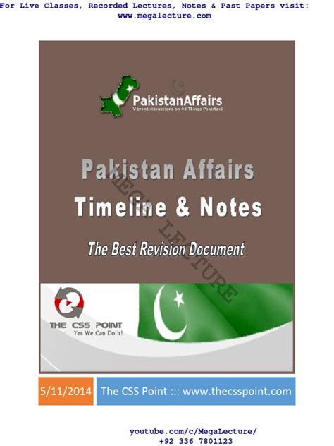 CSS Pakistan Affairs Timeline and Notes