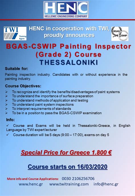 CSWIP BGAS Painting Inspector Grade 2 – TCBKF