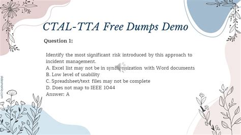 CTAL-TTA Test Dumps Demo