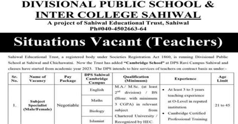 CTI Jobs 2024 List of Sahiwal Division Second Phase Male and …