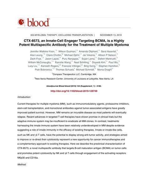 CTX-8573, an Innate-Cell Engager Targeting BCMA, is a Highly …