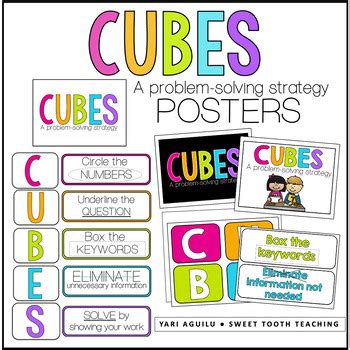 CUBES Problem Solving Strategy Poster Math Posters MultiStep Word