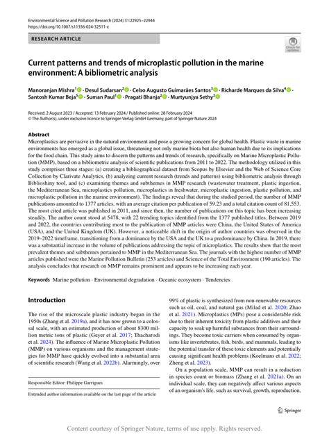 Current patterns and trends of microplastic pollution in the marine ... - raincitystudios.com
