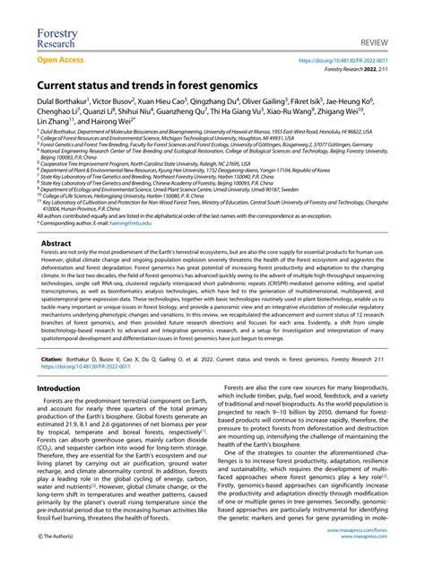 Current status and trends in forest genomics - Forestry … - raincitystudios.com