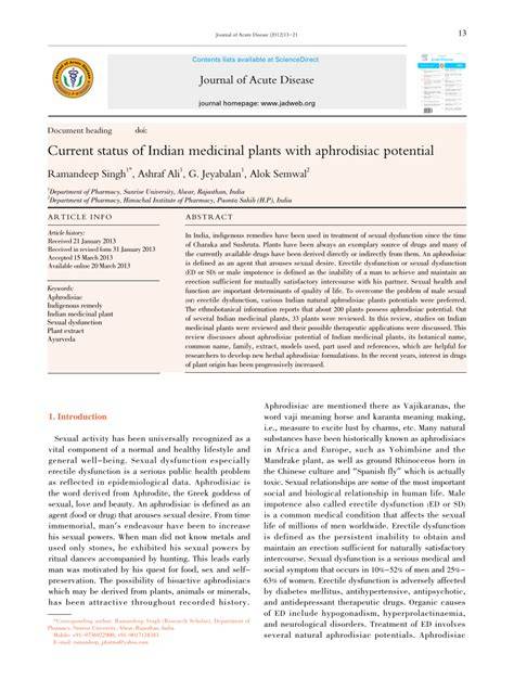 Current status of Indian medicinal plants with aphrodisiac potential - raincitystudios.com
