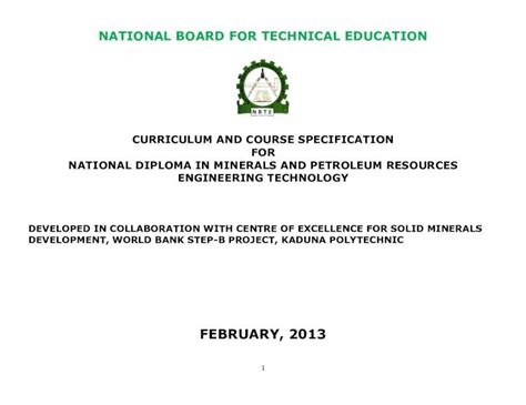 CURRICULUM AND COURSE SPECIFICATION FOR NATIONAL …