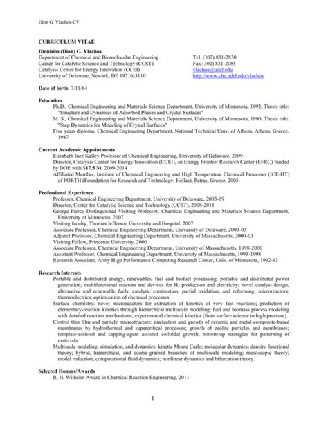 CURRICULUM VITAE - University of Delaware