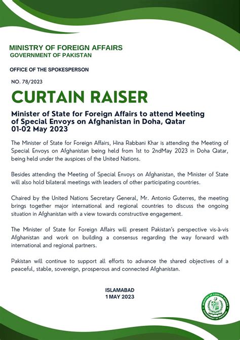 CURTAIN RAISER: Minister of State for Foreign Affairs to represent ...