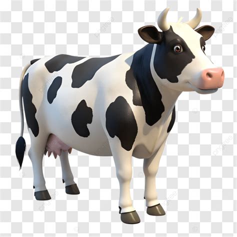 Cute Cartoon Cow Clipart Illustration Farm Animal 3d Render, Cow ... - muktibox.com