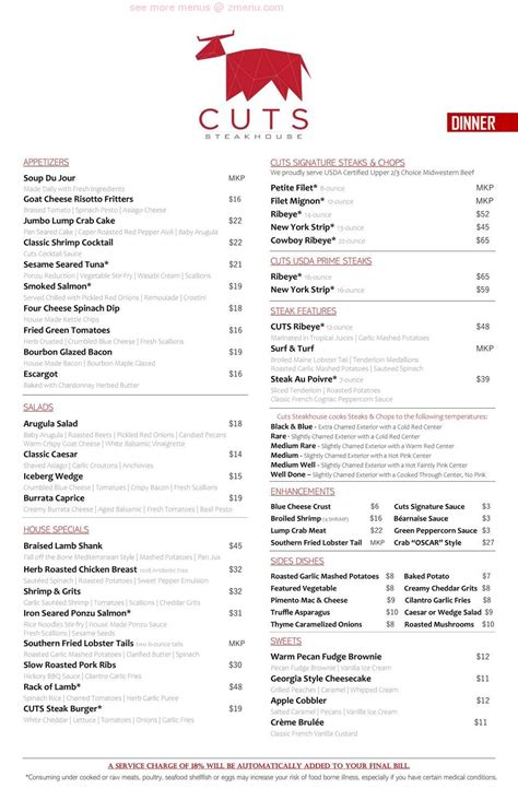 CUTS STEAKHOUSE, Atlanta - Menu, Prices