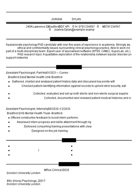 CV Example for PhD Candidates myPerfectCV
