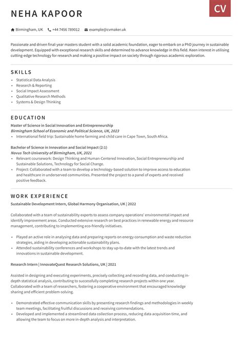 CV for PhD application example + guide [Secure your place]