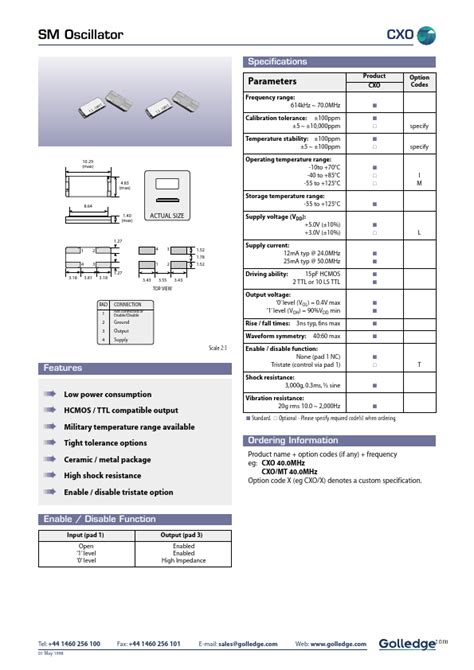 CXO-0 datasheet & application notes - Datasheet Archive