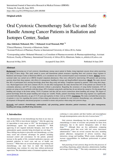 CYTOTOXIC (ORAL) CHEMOTHERAPY – SAFE MANAGEMENT …