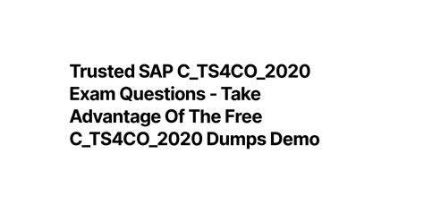 C_TS4CO_2020 Dumps Free