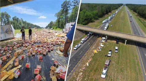 Caótico escenario: camión lleno de queso para nachos se vuelca en plena carretera
