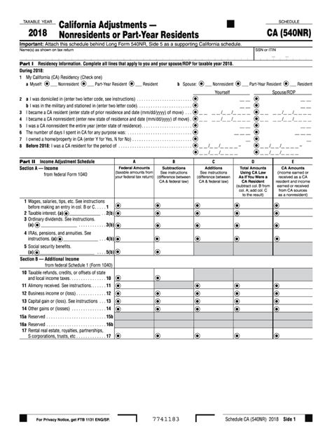 Ca 540 nr. Therefore, all gains and losses must be reported. Full-year nonresidents or part-year residents complete Schedule D (540NR), California Capital Gain or Loss Adjustment, and the Schedule D (540NR) Worksheet for Nonresident and Part-Year Residents, in order to complete column E on Schedule CA (540NR). For nonresidents, the computation of ... 