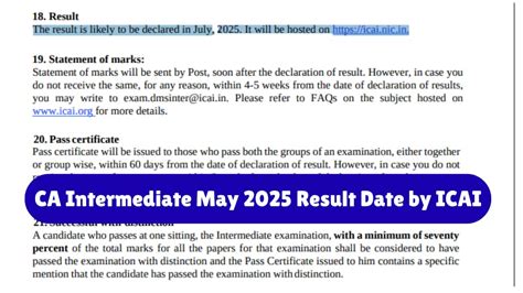 Ca Intermediate May 23 Result Date