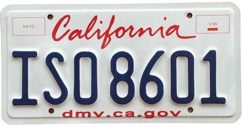 The current style of flat license plates made by the federal pris