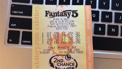 Ca lottery fantasy 5 second chance. Fantasy 5 – 2nd Chance. Your $5 or more ticket gives you another opportunity to win up to $10,000 in a weekly draw. For every $5 you play, you get a 2nd Chance code for one entry into 2nd Chance ... 