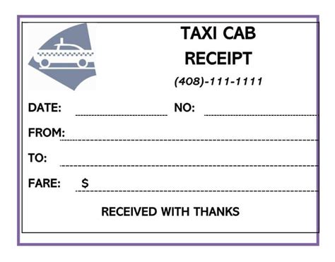 Cab Receipt Template