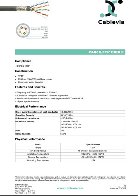 Cable Engineering Datasheet Template Show your engineering and